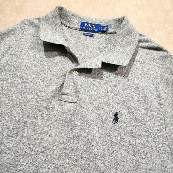 Polo by Ralph Lauren Gray Short Sleeve Polo Men's Shirt. #7 - Picture 2 of 5